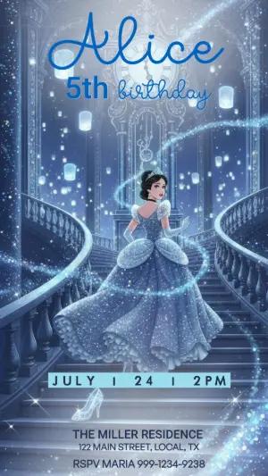 Animated Princess Birthday Video Invitation to Edit