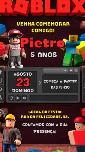 Convite de Aniversário Roblox: Modelo Digital para Editar