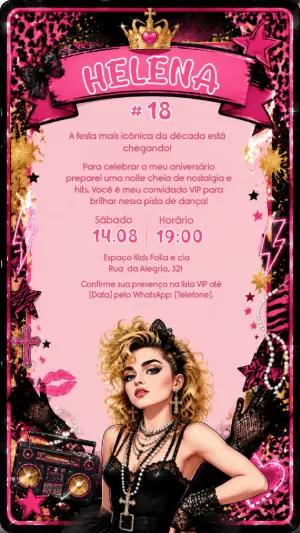 Convite 18 Anos Festa Pop Star Anos 80 para Editar