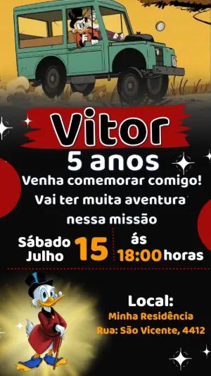 Convite Animado de Aniversário do Tio Patinhas Editável