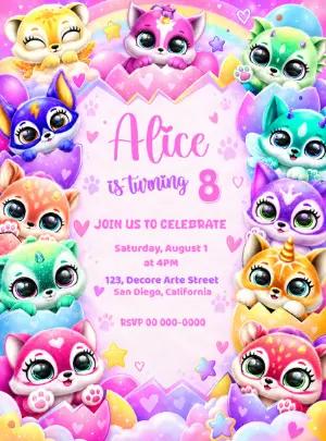 Editable Fluvsies Game Birthday Invitation Template