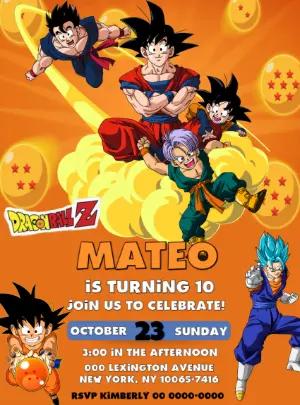Dragon Ball Z Birthday Invitation with Goku to Edit Online