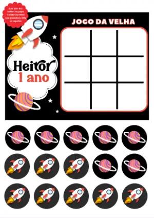 Lembrancinha Jogo da Velha Foguete para Editar Online