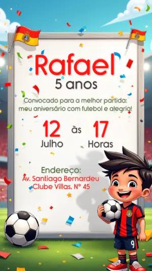 Convite de Aniversário Futebol para Editar Online e Imprimir