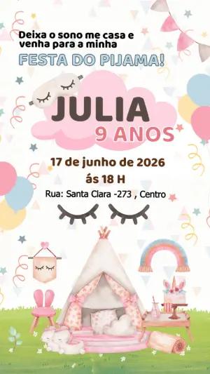 Convite Festa do Pijama Unicórnio Aquarela para Editar