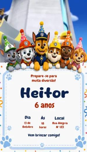 Vídeo Convite de Aniversário Patrulha Canina Editável