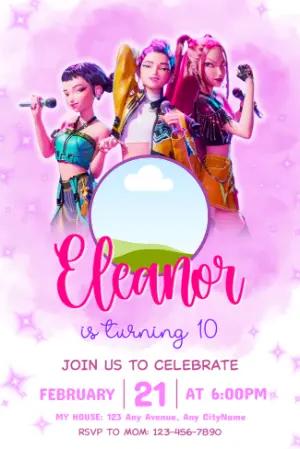 Editable K-Pop Demon Hunter Birthday Invitation Template