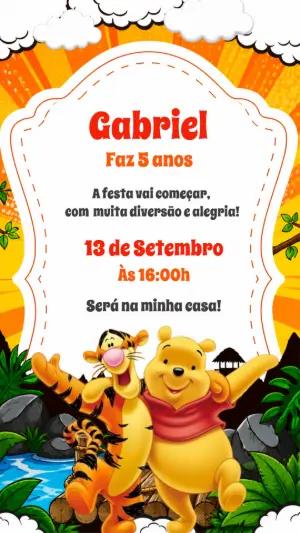 Convite de Aniversário Ursinho Pooh e Tigrão Editável