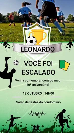 Convite Animado de Aniversário Futebol para Editar Online