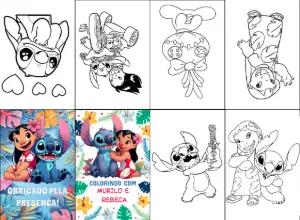 Livro de Colorir Lilo e Stitch para Festa Editável Online