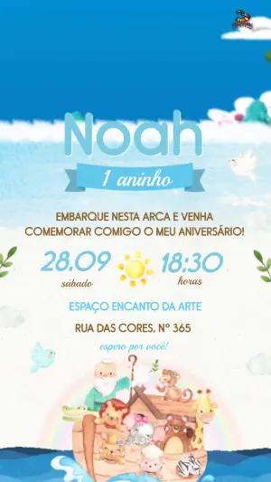 Convite Animado Arca de Noé Infantil para Editar