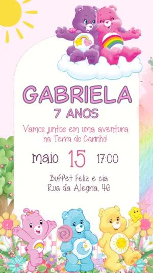 Convite Aniversário Ursinhos Carinhosos para Editar Online