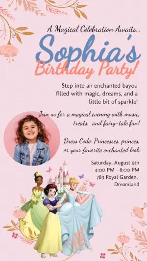 Magical Disney Princess Birthday Invitation Editable Template