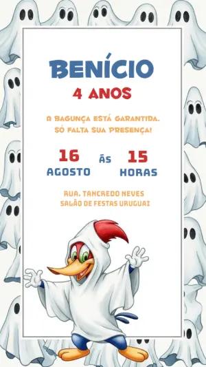 Convite de Aniversário Pica-Pau Fantasma para Editar Online