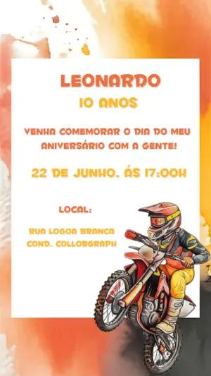 Convite de Aniversário Motocross Editável para Enviar Online