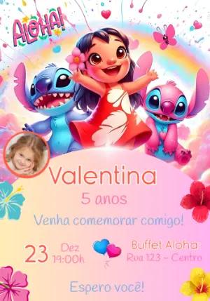 Convite Digital Lilo Stitch e Angel para Editar