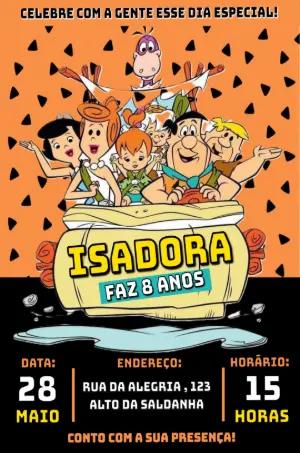 Convite de Aniversário Os Flintstones Editável e Digital