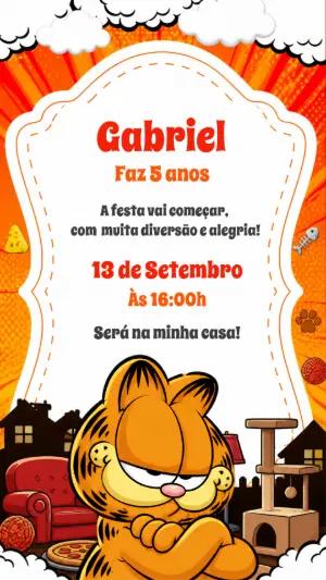 Convite de Aniversário Garfield: Modelo Digital Editável