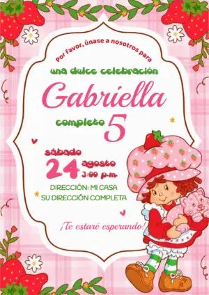 Invitación de Cumpleaños Rosita Fresita Rosa Modelo Editable