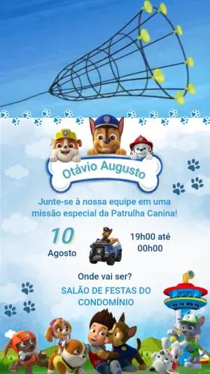 Convite Animado Patrulha Canina para Editar e Enviar