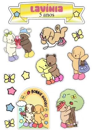 Topper de Bolo Editável Aniversário Infantil com Bobbie Goods