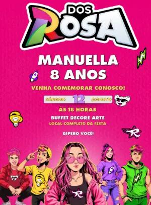 Convite de Aniversário Dos Rosa Emilly Vick para Editar Online