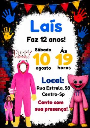 Convite Poppy Playtime: Vire um Personagem do Jogo com Sua Foto!