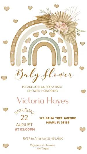 Boho Rainbow Baby Shower Invitation Editable Template