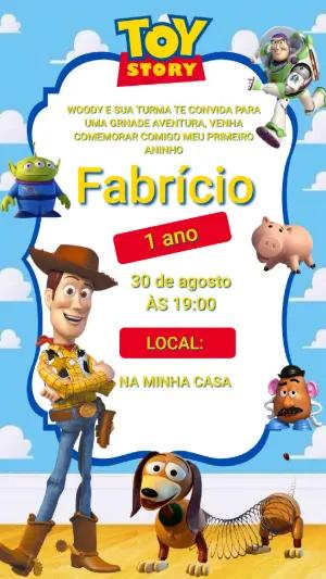 Convite de Aniversário Toy Story com a Turma Editável
