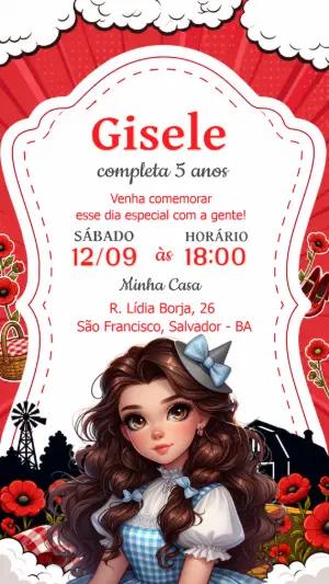 Convite de Aniversário Dorothy Mágico de Oz para Editar