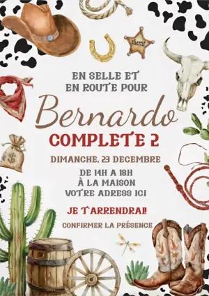 Invitation anniversaire thème Cowboy Western - Modèle à modifier