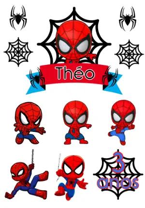 Kit Topper de Bolo Homem Aranha Baby para Editar e Imprimir