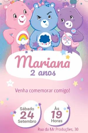 Convite Aniversário Infantil Ursinhos Carinhosos Editável