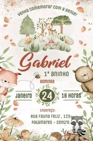 Convite Aniversário Bosque Encantado com Animais para Editar