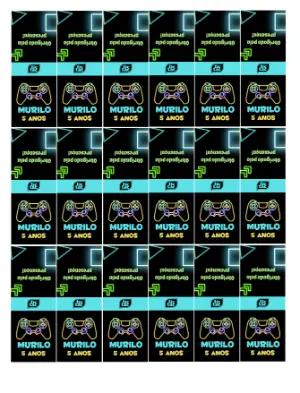 Kit de Rótulos para TicTac Gamer Neon para Lembrancinha Editável