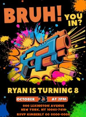 Toy Gun Battle Birthday Invitation - Editable Digital Template