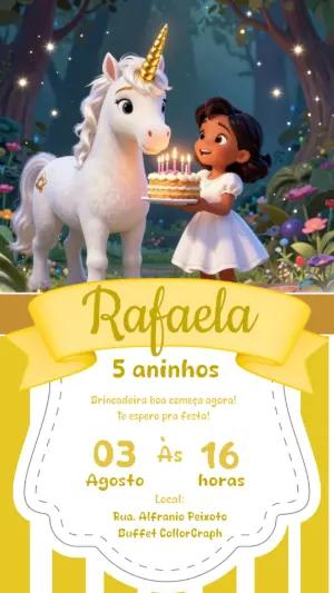 Convite de Aniversário Unicórnio Mágico para Editar