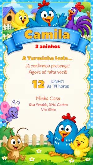 Convite de Aniversário Galinha Pintadinha Editável e Colorido