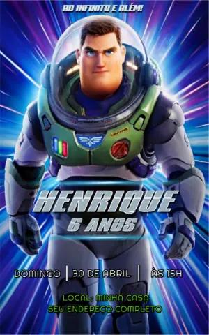 Convite de Aniversário Buzz Lightyear Espacial para Editar