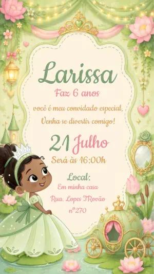 Convite de Aniversário Princesa Tiana para Editar