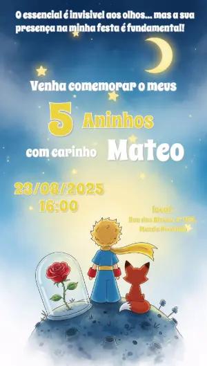 Convite Aniversário Pequeno Príncipe para Editar Online