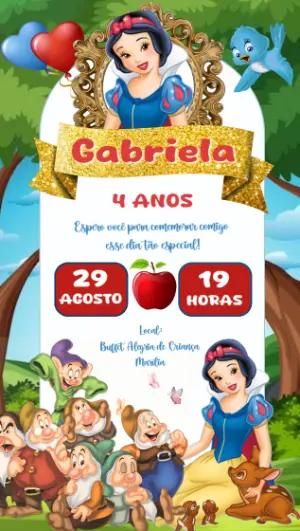 Convite de Aniversário Branca de Neve para Editar Online