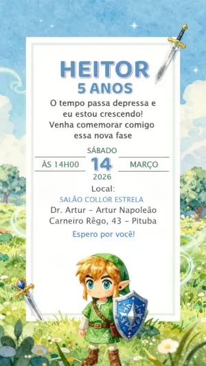 Convite Aniversário Infantil Tema Aventura de Herói Editável