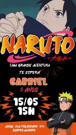 Convite Animado Aniversário Naruto com Personagens para Editar