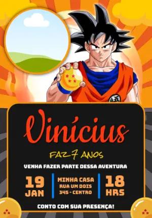 Convite Digital Editável Aniversário Tema Dragon Ball Z