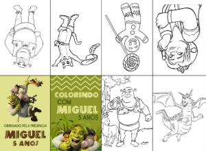 Mini Livro de Colorir Shrek para Aniversário para Editar