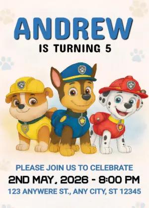Paw Patrol Birthday Invitation | Editable Digital Template