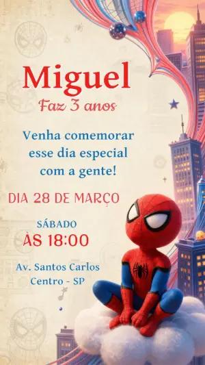 Convite de Aniversário Homem-Aranha Fofo para Editar Online