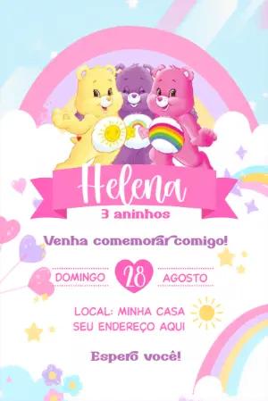 Convite Aniversário Ursinhos Carinhosos para Editar Online
