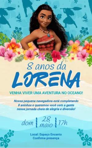 Convite de Aniversário Moana Tropical para Editar